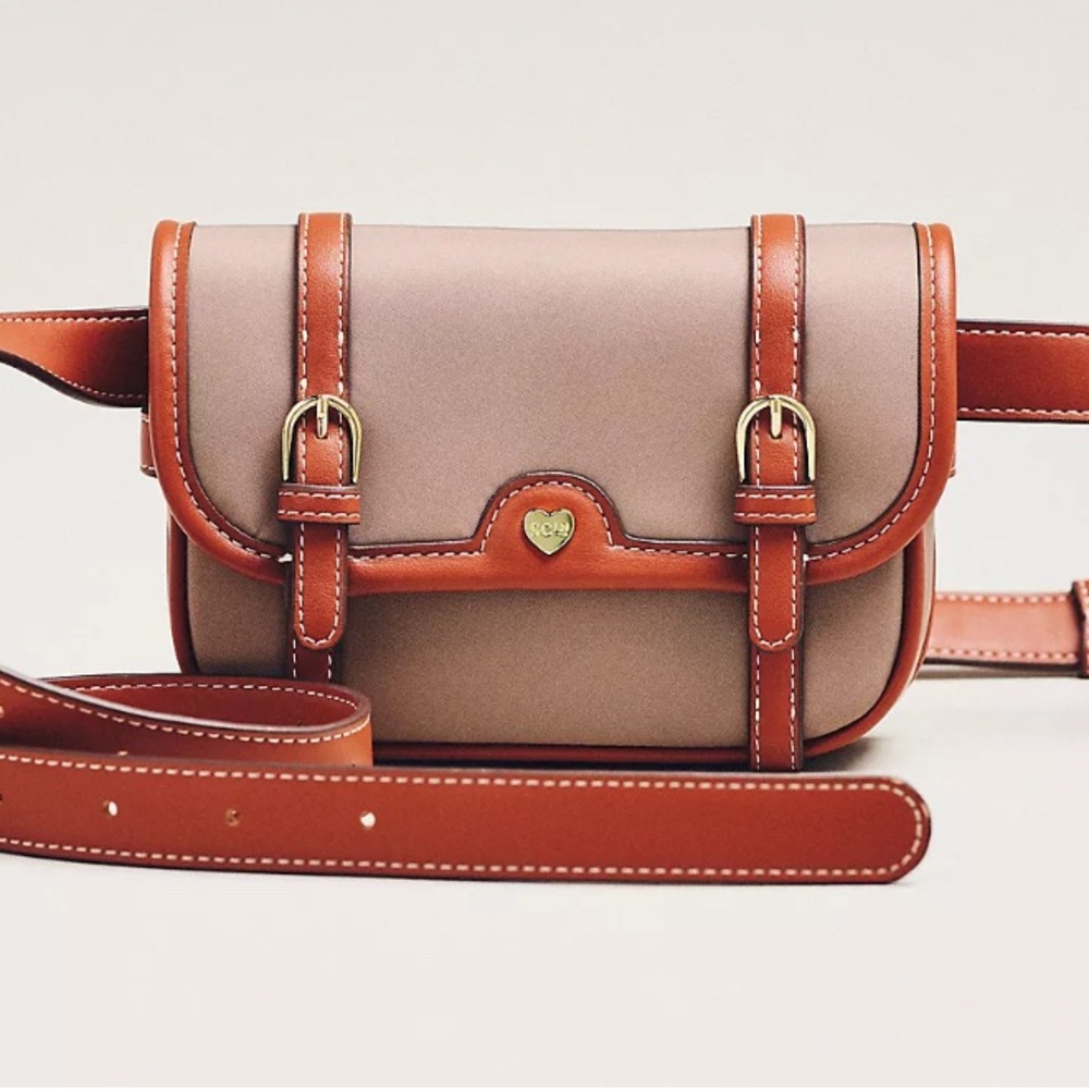 Stoney Clover Lane Taupe and Tan Crossbody Belt Bag